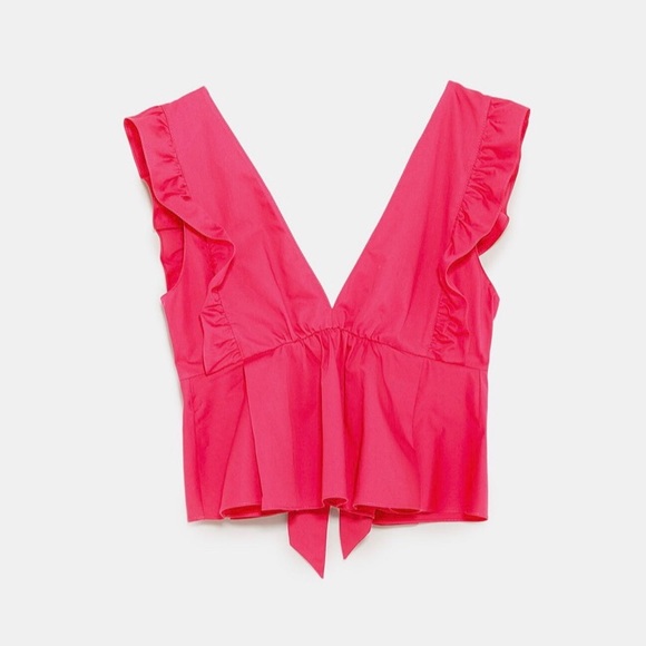 Zara Tops - Fuchsia Tie Back Blouse